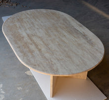 Load image into Gallery viewer, Troia Light Travertine Oval Shape Coffee Table Filled and Polished (W)24&quot; (L)48&quot; (H)16&quot;
