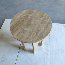 Load image into Gallery viewer, Troia Light Travertine Round End/Side Table U Shape Legs Unfilled, Honed (D)18&quot; (H)20&quot;
