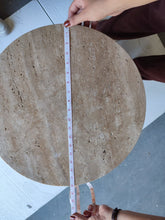 Load image into Gallery viewer, Troia Light Travertine Round End/Side Table U Shape Legs Unfilled, Honed (D)18&quot; (H)20&quot;
