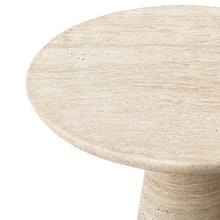 Load image into Gallery viewer, Troia Light Travertine Round End/Side Table Conic Shape Leg Honed (D)18&quot; (H)22&quot;
