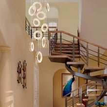 Load image into Gallery viewer, 10 Lights - Hanging LED crystal lamp for staircase, lobby, living space, stairwell
