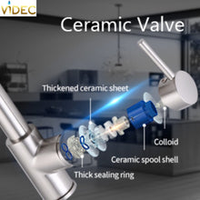 Load image into Gallery viewer, Videcshop Kitchen Faucet Brushed Gold / Stainless Steel / Smart Touch-Less VIDEC KW-79J  Smart Touch-less Kitchen Faucet, 3 Modes Pull Down Sprayer, Smart Motion Sensor Activated, LED Temperature Control, Auto ON/Off, Ceramic Valve, 360-Degree Rotation, 1 or 3 Hole Deck Plate.
