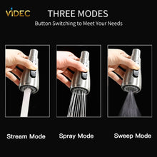 Load image into Gallery viewer, Videcshop Kitchen Faucet Brushed Nickel / Stainless Steel / Smart Led Temperature Control VIDEC KW-68SN  Smart Kitchen Faucet, 3 Modes Pull Down Sprayer, Smart LED For Water Temperature Control, Ceramic Valve, 360-Degree Rotation, 1 or 3 Hole Deck Plate.
