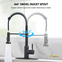 Load image into Gallery viewer, Videcshop Kitchen Faucet Matt Black / Stainless Steel / Smart Led Temperature Control VIDEC KW-56R Smart Kitchen Faucet, 3 Modes Pull Down Sprayer, Smart LED For Water Temperature Control, Ceramic Valve, 360-Degree Rotation, 1 or 3 Hole Deck Plate.

