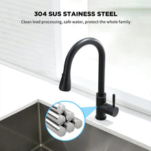 Load image into Gallery viewer, Videcshop Kitchen Faucet Matt Black / Stainless Steel / Smart Touch On VIDEC KW-70R Smart Touch On Kitchen Faucet, 3 Modes Pull Down Sprayer, Smart Touch Sensor Activated, LED Temperature Control, Hands-Free Auto ON/OFF, Ceramic Valve, 360-Degree Rotation, 1 or 3 hole deck Plate.
