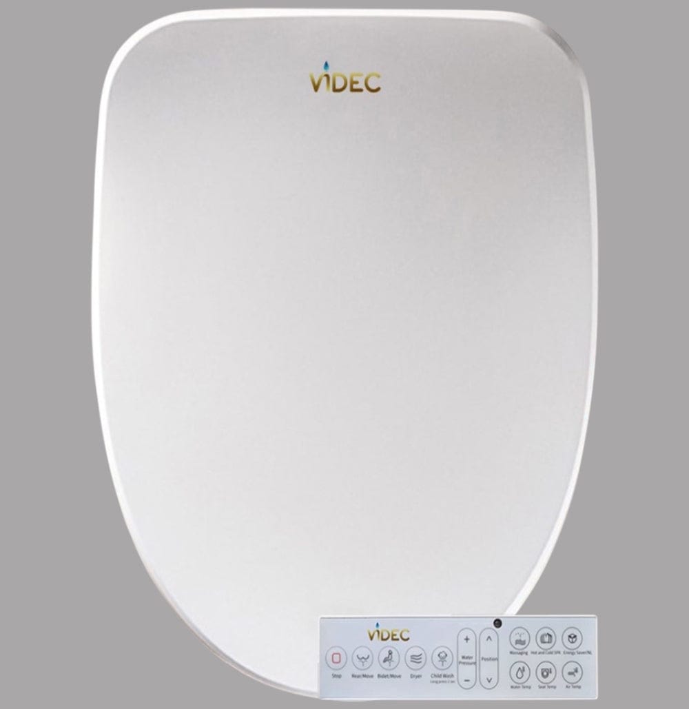 Videcshop Smart toilet seat 19.93 x 15.81 x 5.12 inches / White / PVC VIDEC TB-33R Electronic  Bidet Smart Toilet Seat,  Filtered & Unlimited Warm Water, 8 Modes SPA Wash, Deodorizer, Warm Purified Air Dryer, Pre-wetting.