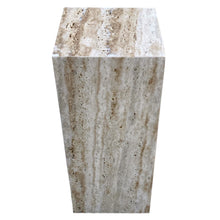 Cargar imagen en el visor de la galería, Walnut Travertine Vein-cut Cube Design End/Side Table, Nightstand Polished (W)10&quot; (L)10&quot; (H)24&quot;
