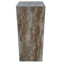 Cargar imagen en el visor de la galería, Walnut Travertine Vein-cut Cube Design End/Side Table, Nightstand Polished (W)10&quot; (L)10&quot; (H)24&quot;
