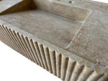 Load image into Gallery viewer, Walnut Travertine Rectangular Wall-mount Bathroom Sink Fluted (W)16&quot; (L)32&quot; (H)10&quot;
