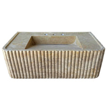 Load image into Gallery viewer, Walnut Travertine Rectangular Wall-mount Bathroom Sink Fluted (W)16&quot; (L)32&quot; (H)10&quot;
