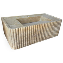 Load image into Gallery viewer, Walnut Travertine Rectangular Wall-mount Bathroom Sink Fluted (W)16&quot; (L)32&quot; (H)10&quot;
