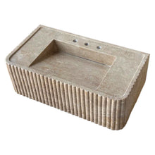 Load image into Gallery viewer, Walnut Travertine Rectangular Wall-mount Bathroom Sink Fluted (W)16&quot; (L)32&quot; (H)10&quot;

