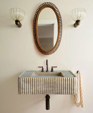 Load image into Gallery viewer, Walnut Travertine Rectangular Wall-mount Bathroom Sink Fluted (W)16&quot; (L)32&quot; (H)10&quot;
