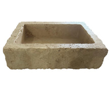 Load image into Gallery viewer, Walnut Travertine Rustic Rectangular Wall-mount Bathroom Sink (W)20&quot; (L)30&quot; (H)8&quot;
