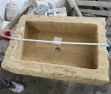 Load image into Gallery viewer, Walnut Travertine Rustic Rectangular Wall-mount Bathroom Sink (W)20&quot; (L)30&quot; (H)8&quot;
