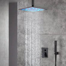 Load image into Gallery viewer, wonderland shower inc Shower Faucets Sets 12&#39;&#39; led rain head 12 Inch or 16 Inch Ceiling Mount Oil Rubbed Bronze Shower System - Options for LED or Non-LED Light

