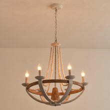 Load image into Gallery viewer, Wood Bead 6-Light Chandelier
