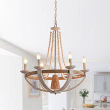 Load image into Gallery viewer, Wood Bead 6-Light Chandelier
