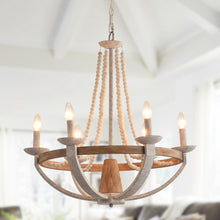 Load image into Gallery viewer, Wood Bead 6-Light Chandelier
