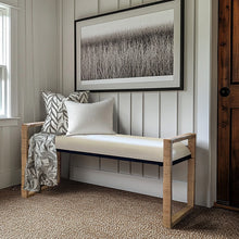 Carregar imagem no visualizador da galeria, Woven Rattan Wooden Bench
