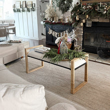 Carregar imagem no visualizador da galeria, Woven Rattan Wooden Bench
