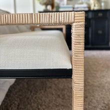 Carregar imagem no visualizador da galeria, Woven Rattan Wooden Bench
