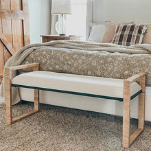 Carregar imagem no visualizador da galeria, Woven Rattan Wooden Bench

