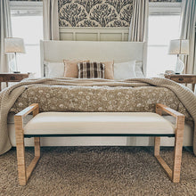 Carregar imagem no visualizador da galeria, Woven Rattan Wooden Bench
