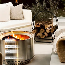 Carregar imagem no visualizador da galeria, Black Iron Loop Fireplace Log Holder
