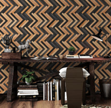 Cargar imagen en el visor de la galería, Modern Design Wooden Zigzag Panel Wallpaper Mural. #6736
