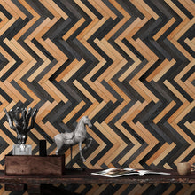 Cargar imagen en el visor de la galería, Modern Design Wooden Zigzag Panel Wallpaper Mural. #6736
