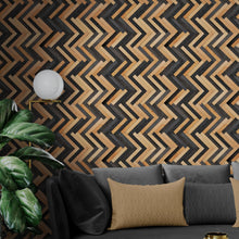 Cargar imagen en el visor de la galería, Modern Design Wooden Zigzag Panel Wallpaper Mural. #6736
