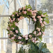 Load image into Gallery viewer, Faux Soft Pink Tulip Wreath
