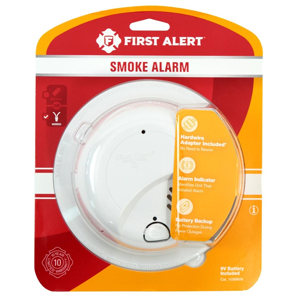 First Alert Hardwired 120-Volt AC Smoke Alarm with Adapter Plugs - SA9120BPCN (1039809)