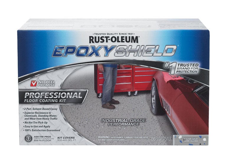 Rust-Oleum EpoxyShield Semi-Gloss Silver Gray Solvent-Based Epoxy Floor Coating Kit 256 oz.