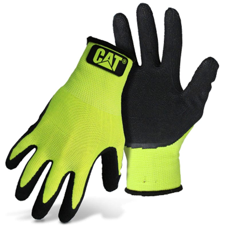 CAT Unisex Indoor/Outdoor Dipped Gloves High-Vis Green L 1 pair