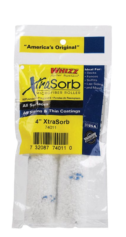 Whiz Xtrasorb Microfiber 3/8 pulg. x 4 pulg. W Mini cubierta para rodillo de pintura 2 unidades