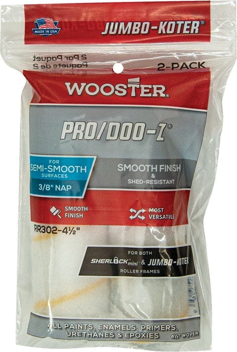 WOOSTER Roller Cover 4 X 3/8 Wooster Pro/Doo-Z Fabric 3/8 in. x 4-1/2 in. W Mini Paint Roller Cover 2 pk 071497143969